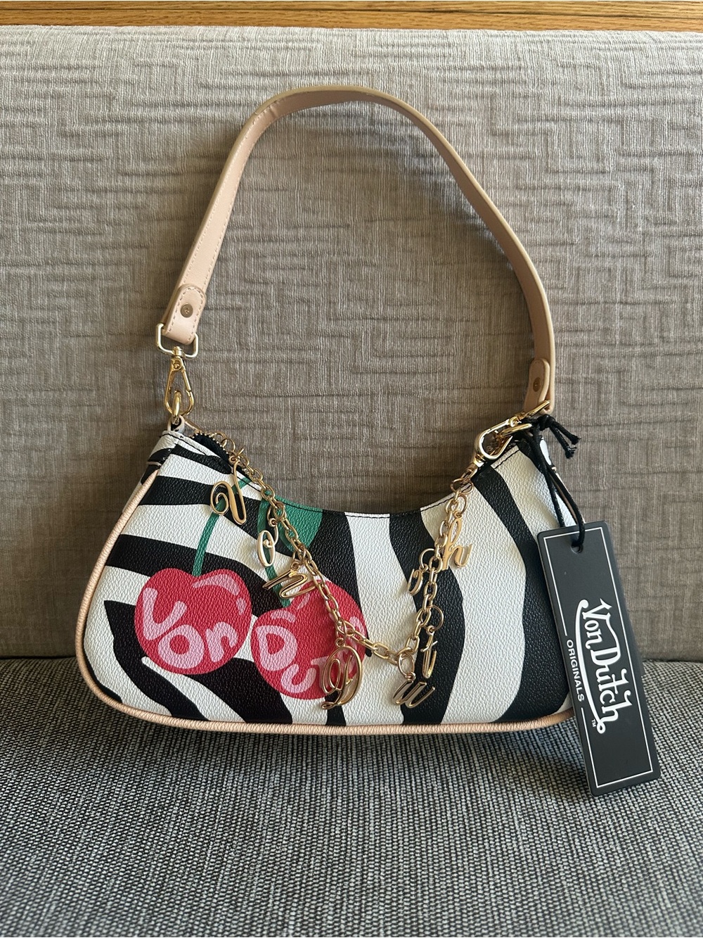Von Dutch Cherry  Zebra  Shoulder Bag NWT